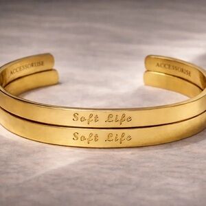 Accessorise Gold Engraved Soft life Cuff Bracelet